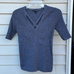 gray Express blouse V- neck